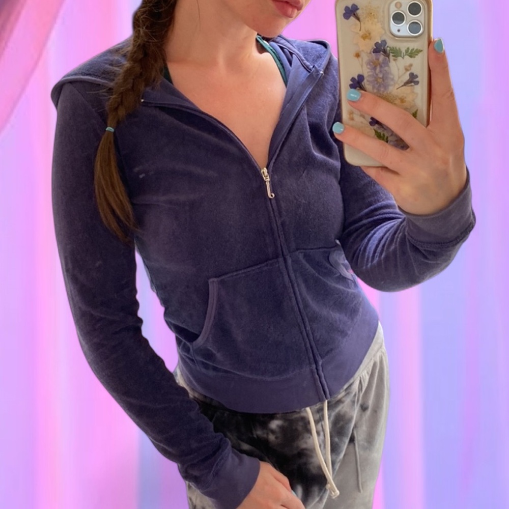 Juicy Couture โข Y2K Royal Grape Terry Juicy Track Jacket Hoodie